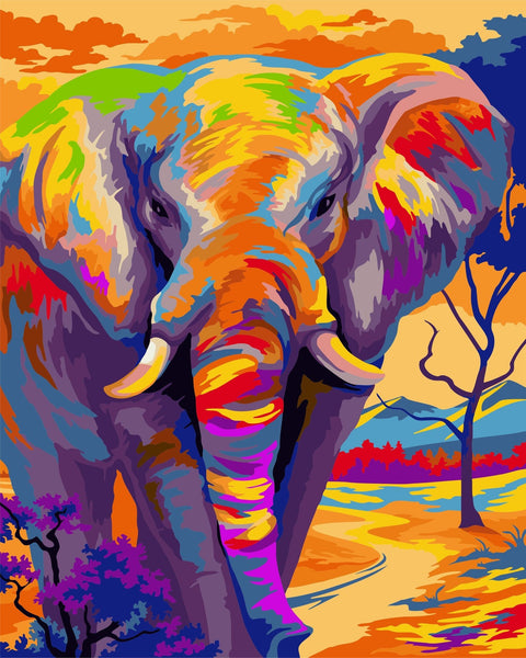 Paint by number kit: Colourful Elephant 40x50 cm H081