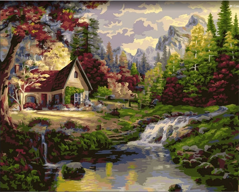 Paint by number kit: Farmstead by the stream 40x50 cm A147