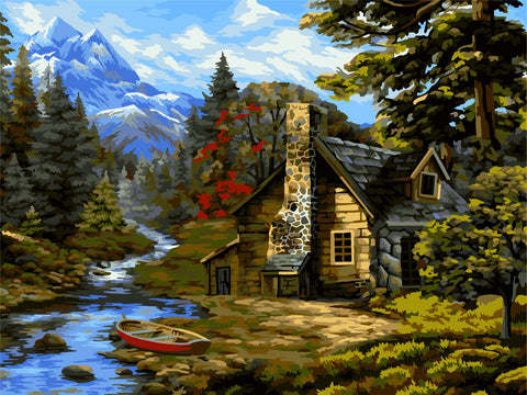 Paint by number kit: Forest Hut 40x50 cm A119