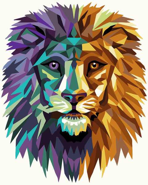 Paint by number kit: P007 P007 Lion (polygon style) 40*50