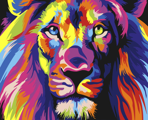 Paint by number kit: Rainbow Lion 16.5x13 cm MINI001