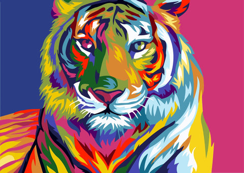 Paint by number kit: Rainbow Tiger  29.7x21cm WA4110