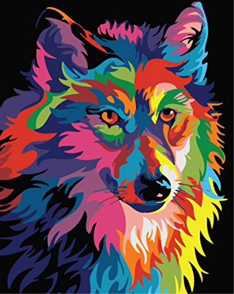 Paint by number kit: Rainbow Wolf 40x50 cm T102