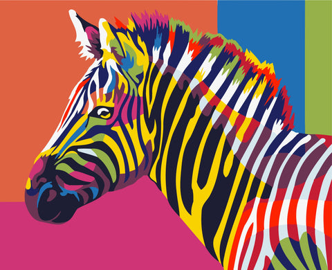 Paint by number kit: Rainbow Zebra 16.5x13 cm MINI006