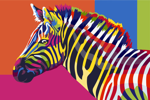 Paint by number kit: Rainbow Zebra 29.7x21cm WA4107