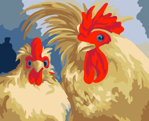 Paint by number kit: Roosters 16.5x13 cm MINI052