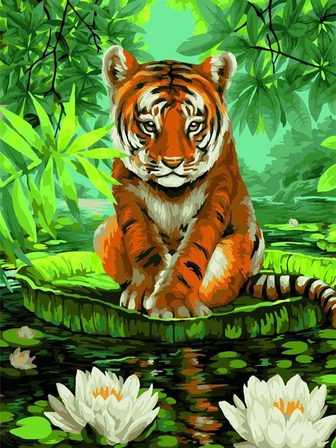 Paint by number kit: Tiger and Water Lilies 40x50 cm S052