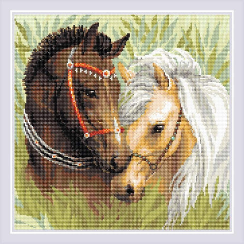 Pair of Horses diamond mosaic kit by RIOLIS Ref. no.: AM0039