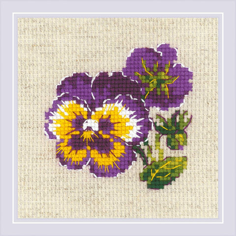 Pair of Pansies cross stitch kit by RIOLIS Ref. no.: 1857