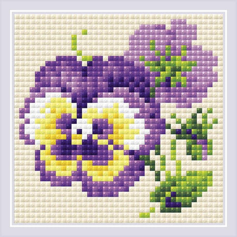 Pair of Pansies diamond mosaic kit by RIOLIS Ref. no.: AM0037