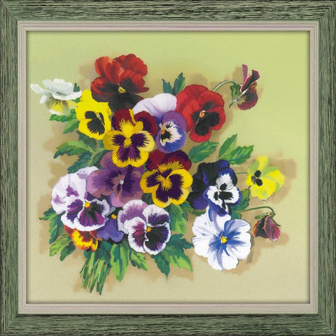 Pansies. Satin Stitch - Cross Stitch Kit from RIOLIS Ref. no.:0059PT