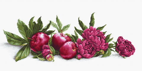 Peonies and Red Apples SB2357 - Cross Stitch Kit