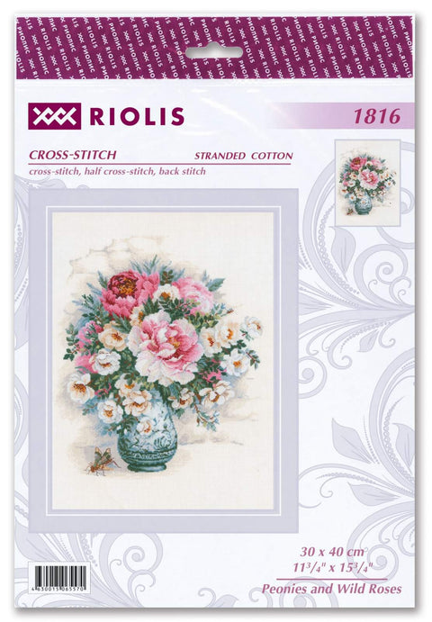 Peonies and Wild Roses cross stitch kit by RIOLIS Ref. no.: 1816