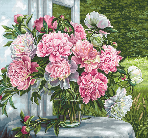 Peonies by the Window SB594 - Cross Stitch Kit