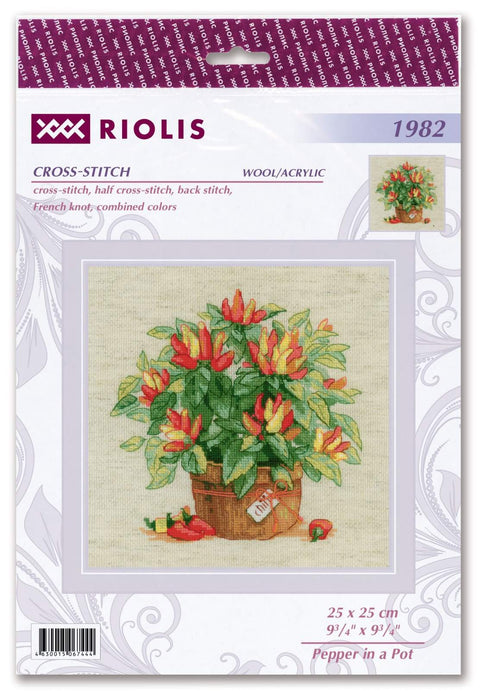 Pepper in a Pot cross stitch kit by RIOLIS Ref. no.: 1982