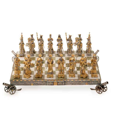 Peter the Great Emperor of Russia: Luxurious Chess Set finished using Real 24k Gold