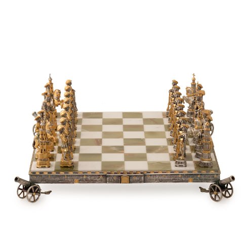 Peter the Great Emperor of Russia: Luxurious Chess Set finished using Real 24k Gold