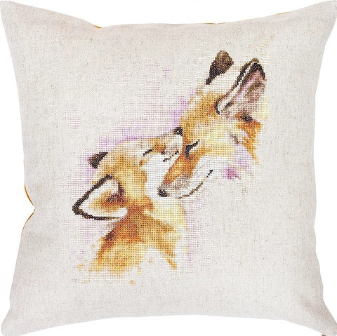 Pillow Fox Family SPB163 - Cross Stitch Kit by Luca-s