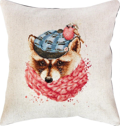 Pillow Racoon in the Hat SPB157 - Cross Stitch Kit by Luca-s