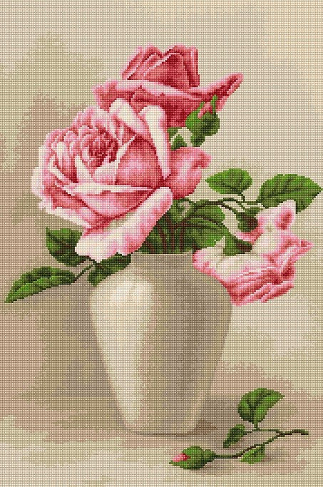 Pink roses SG507 - Cross Stitch Kit by Luca-s