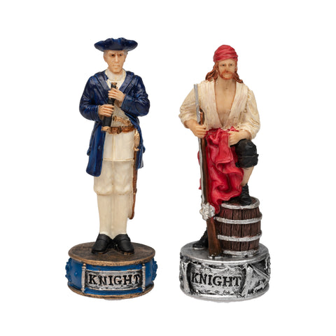 PIRATES: Handpainted Chess Set with Leatherlike Chess Board