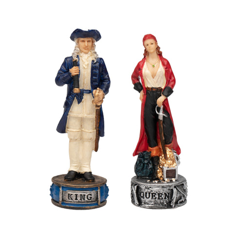 PIRATES: Handpainted Chess Set with Leatherlike Chess Board