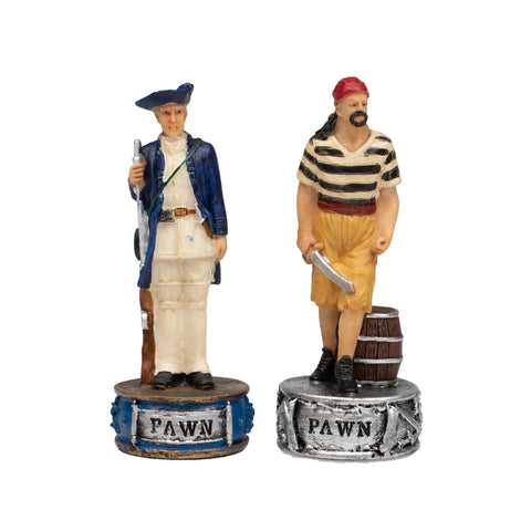 PIRATES: Handpainted Chess Set with Leatherlike Chess Board