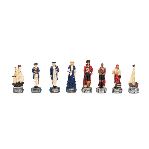 PIRATES: Handpainted Chess Set with Leatherlike Chess Board