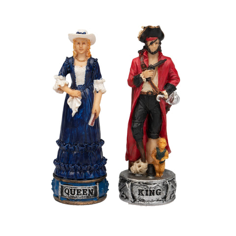 PIRATES: Handpainted Chess Set with Leatherlike Chess Board