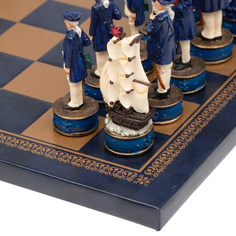 PIRATES: Handpainted Chess Set with Leatherlike Chess Board