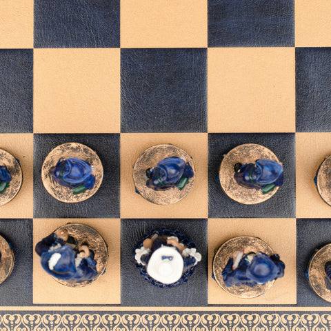 PIRATES: Handpainted Chess Set with Leatherlike Chess Board