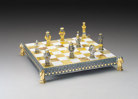 POKER STYLE II: Luxurious Chess Set from Bronze finished using Real 24k Gold