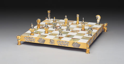 POKER STYLE: Luxurious Chess Set from Bronze finished using Real 24k Gold