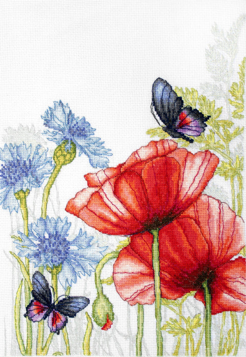 Poppies and Butterflies SBU4018 - Cross Stitch Kit