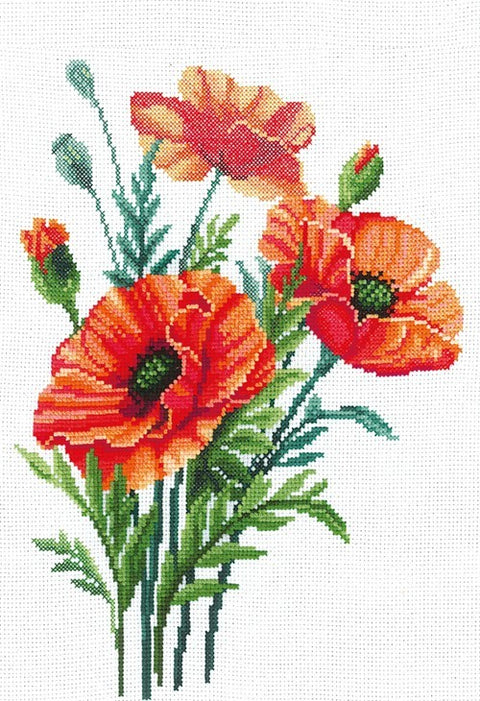 Poppy Flowers SANM-34 - Cross Stitch Kit by Andriana