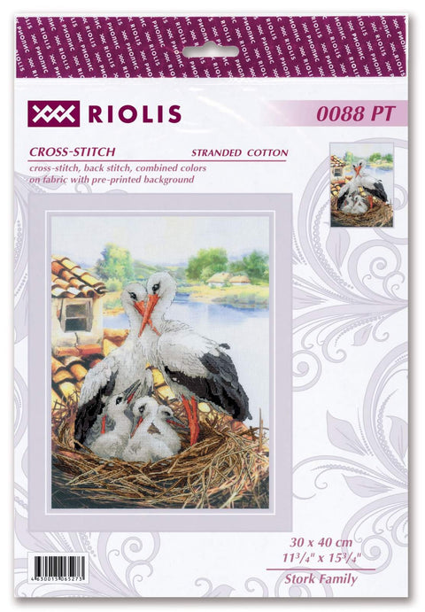 PT Stork Family cross stitch kit by RIOLIS Ref. no.: 0088PT