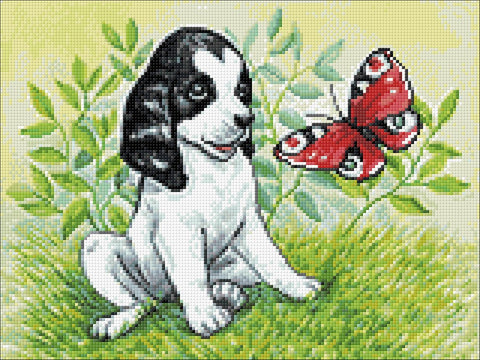 Puppy and Butterfly 40х30 Diamond Painting Set Cs2675