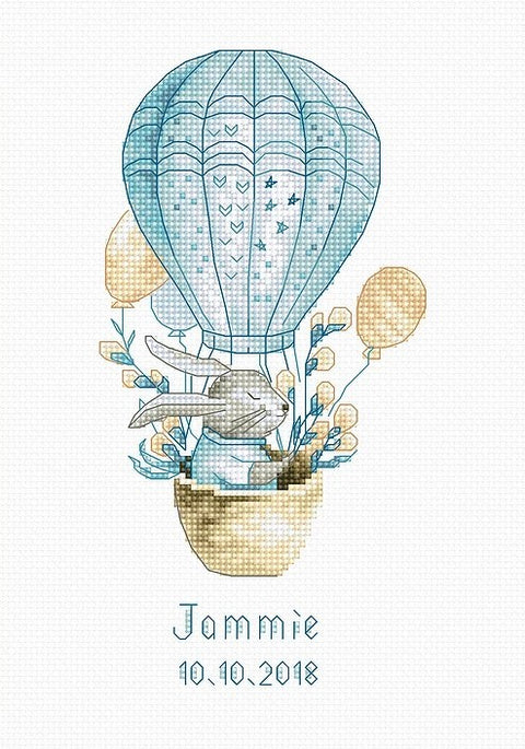 Rabbit in a Flying Balloon SB1150 - Cross Stitch Kit