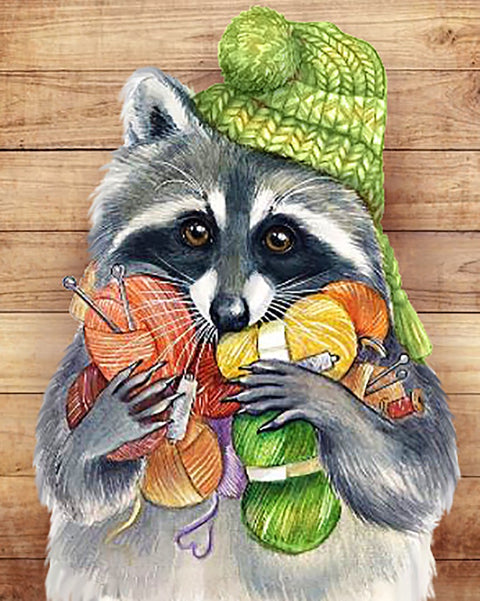 Racoon with Threads Diamond Painting Set CS2576