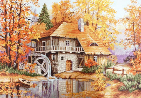 RARE find: Autumn Landscape SB481 - Cross Stitch Kit by Luca-s