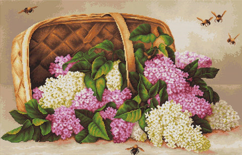 RARE find: Basket of lilacs SB501 - Cross Stitch Kit by Luca-s