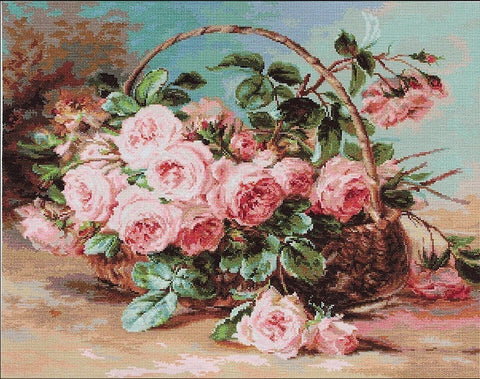 RARE find: Basket of Roses SB547 - Cross Stitch Kit by Luca-s