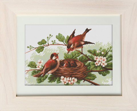 RARE find: Birds near the Nest SBM3005 - Cross Stitch Kit by Luca-s