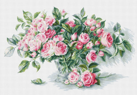 RARE find: Bouquet of Pink Roses SB2286 - Cross Stitch Kit by Luca-s