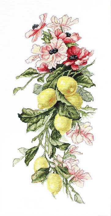 RARE find: Flowers and lemon SB210 - Cross Stitch Kit by Luca-s