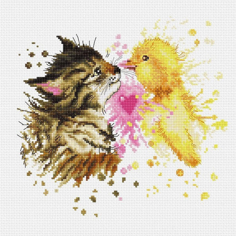 RARE find: Kitten and Duckling SB2301 - Cross Stitch Kit by Luca-s