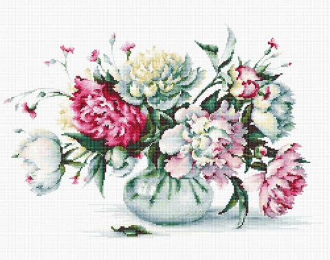 RARE find: Peonies SB2263 - Cross Stitch Kit by Luca-s