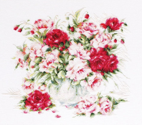 RARE find: Peonies SB2288 - Cross Stitch Kit by Luca-s