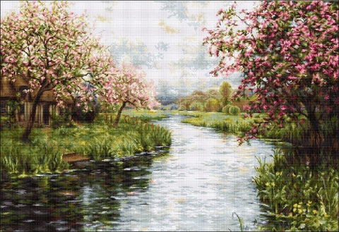 RARE find: Spring Landscape SB545 - Cross Stitch Kit by Luca-s