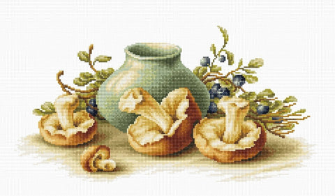 RARE find: Still Life with mushrooms SB2247 - Cross Stitch Kit by Luca-s